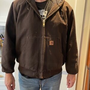 Carhartt Men's Dark Brown Hooded Bomber Jacket